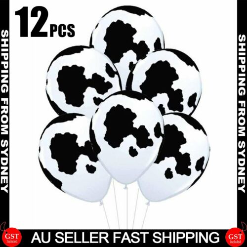 12PCS 30cm Cow Hide Print Latex Balloons Zoo Animal Country Holstein West Decor