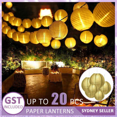 1-20X Gold Round Japanese Paper Lantern 20/30/40cm Party Passage Festival Decor