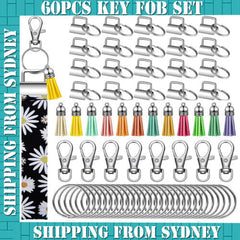 60PCS Swivel Snap Hook Sets Key Fob Hardware keychain Split Ring Tassel Keychain