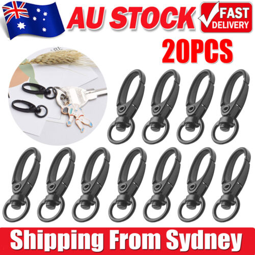 20PCS 35mm Black Lobster Clasp Swivel Trigger Clip Keychain Snap Hook Key Rings