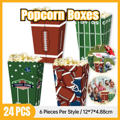 24pcs Football Party Popcorn Cookie Boxes Touchdown Celebration Dessert Supplies