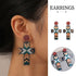 Vintage Cross Pattern Patchwork Earrings Colorful Boho Jewelry for Women Gift