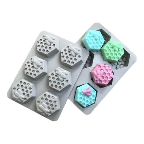 UP 4PCS Soap Mould Silicone mooncake Design Honey Bee 6 Cavity Ice Cube Mold AUS