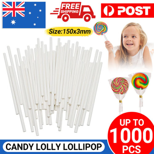 100-1000x Lolly Lollipop White Paper Sticks Cake Pop Stick Candy Party Supplies