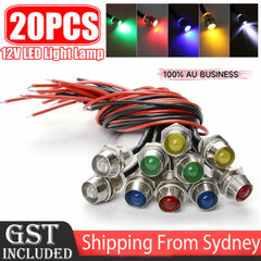 20PCS 12V LED Dash Pilot Panel Indicator Warning Light Lamp Car Boat Marine Van