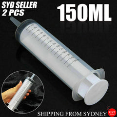 2x 150ml Plastic Syringes Measuring Hydroponics Nutrient Slip Tip Disposable AU