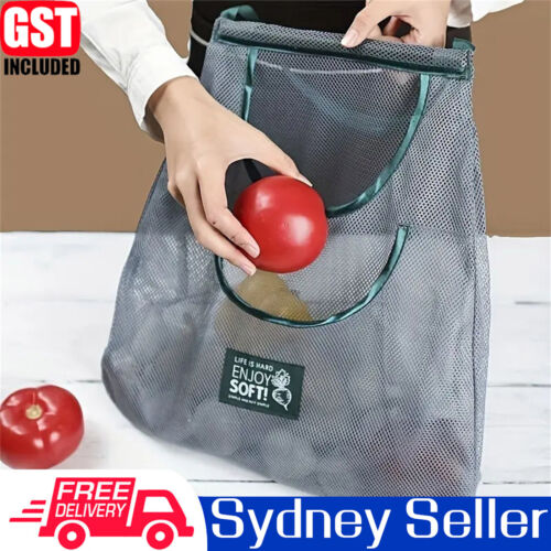 Kichen Hanging Mesh Storage Bags Wall Mount Fruit Vegetable Holder
