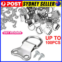 Picture Frame Hooks D-Ring Painting Wall Screw Hanger Hanging Hook Screws AU
