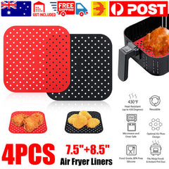4pcs Reusable Air Fryer Liner Non-Stick Food-Grade Silicone Air Fryer Basket Mat