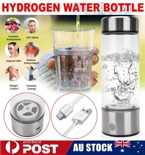 450ML Hydrogen Water Bottle Generator Rich Ionizer Glass Drink Cup USB Charging