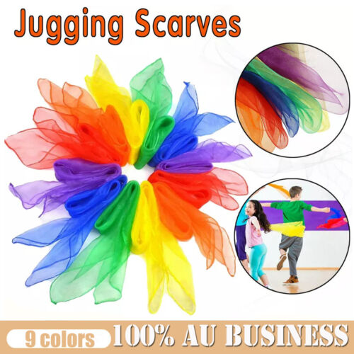 27pcs Gradient Juggling Silk Dance Magic Tricks Dancing Props Scarves Chiffon AU