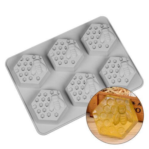 UP 4PCS Soap Mould Silicone mooncake Design Honey Bee 6 Cavity Ice Cube Mold AUS