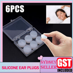 6x Reusable Silicone Ear Plugs for Swim Sleep Work Study Travel Noise Reduction