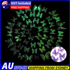 24PCS Luminous Butterfly Design Decal Art Wall Stickers Room Home Decoration AU
