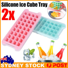 2pcs 36 Grids Silicone Ice Cube Tray With Lid Mold Maker Tool Mould Container
