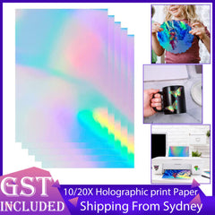 10 pcs A4 Holographic Glossy Self Adhesive Sticker Paper Label Inkjet Printer AU