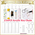 216 PCS Rectangle Acrylic Key Chain Blank Clear Keyring KeyChain Pendant DIY Kit