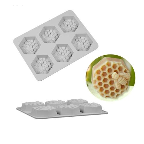 UP 4PCS Soap Mould Silicone mooncake Design Honey Bee 6 Cavity Ice Cube Mold AUS