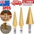 3pcs NEW HSS Steel Step Cone Drill Titanium Bit Set Hole Cutter 3/12mm 4-12/20mm