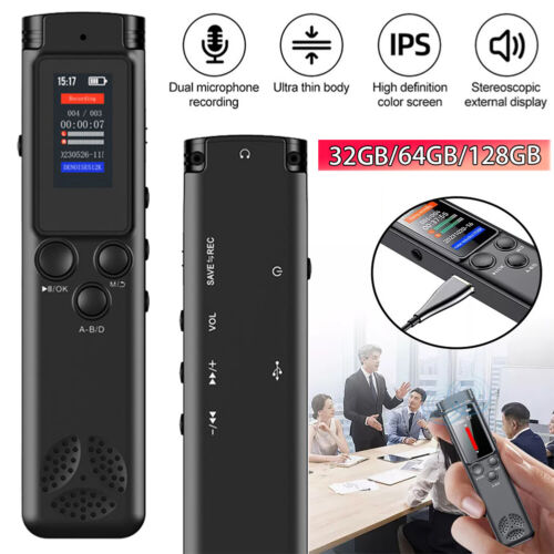 64G Digital Voice Activated Recorder Mini Audio Recording MP3 Device for Meeting
