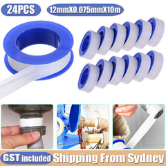 24x Teflon Tape white thread PTFE plumbing tape plumbers sealing water 12mmx10M