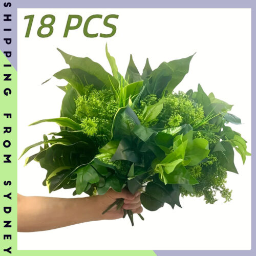 18Pcs Outdoor Artificial Plants UV Resistant Real Touch Fake Greenery Stems Faux