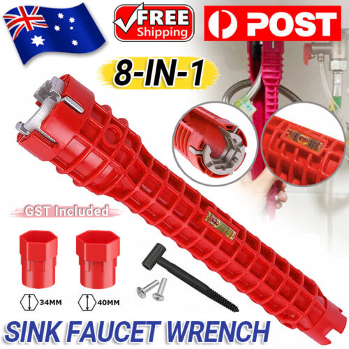 8-in-1 Sink Basin Wrench Multifunction Faucet Tap Spanner Installer Hand Tools