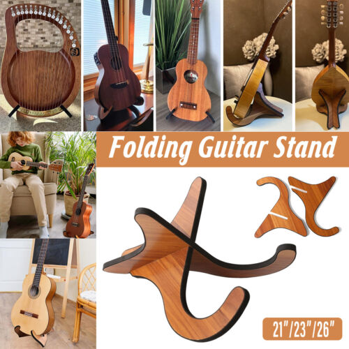 Folding Guitar Stand Floor Rack Electric Acoustic Bass Gig Holder Portable Wood