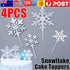 4pcs Snowflake Cake Toppers Acrylic Christmas Party Cupcake Decorations AU stock