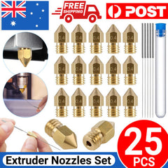 20pcs 0.4mm MK8 3D Printer Brass Nozzles Extruder 5x Nozzles Cleaning Needles