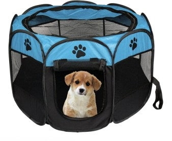 8 Panel Pet Tent Playpen Dog Cat Play Pen Bags Kennel Portable Puppy - Lets Party