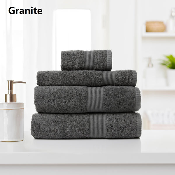 Royal Comfort Cotton Bamboo Towel 4pc Set - Granite - Lets Party