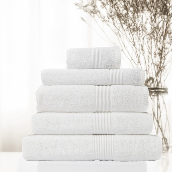 Royal Comfort Cotton Bamboo Towel 5pc Set - White - Lets Party