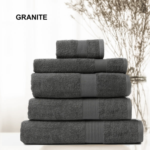 Royal Comfort Cotton Bamboo Towel 5pc Set - Granite - Lets Party