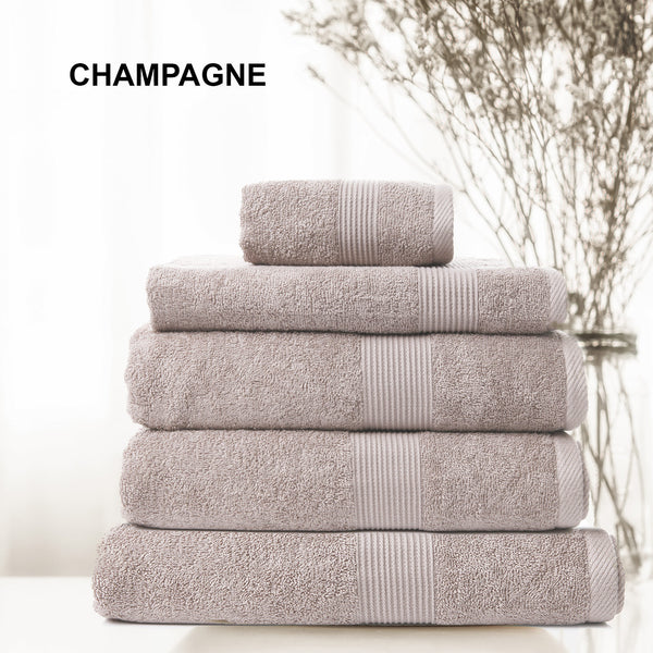 Royal Comfort Cotton Bamboo Towel 5pc Set - Champagne - Lets Party