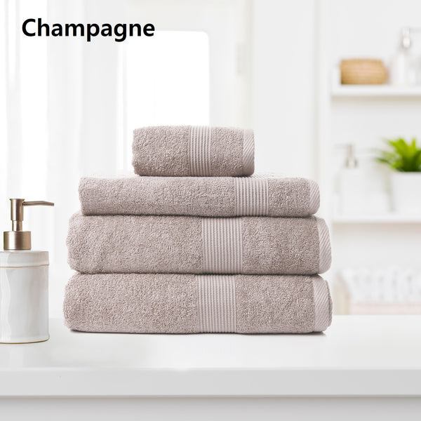 Royal Comfort Cotton Bamboo Towel 4pc Set - Champagne - Lets Party