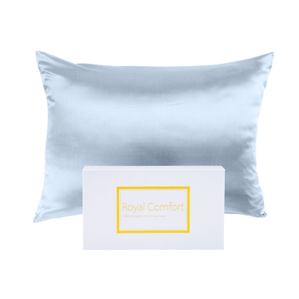 Pure Silk Pillow Case by Royal Comfort (Single Pack) - Soft Blue - Lets Party