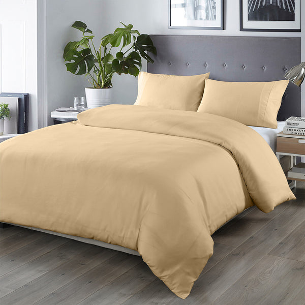 Royal Comfort Blended Bamboo Quilt Cover Sets - Oatmeal - King - Lets Party