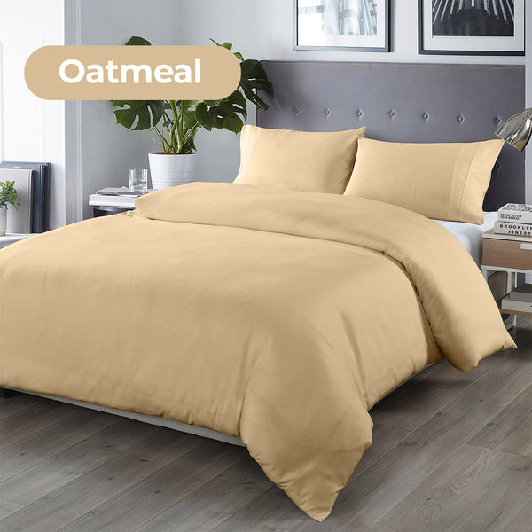 Royal Comfort Blended Bamboo Quilt Cover Sets - Oatmeal - King - Lets Party