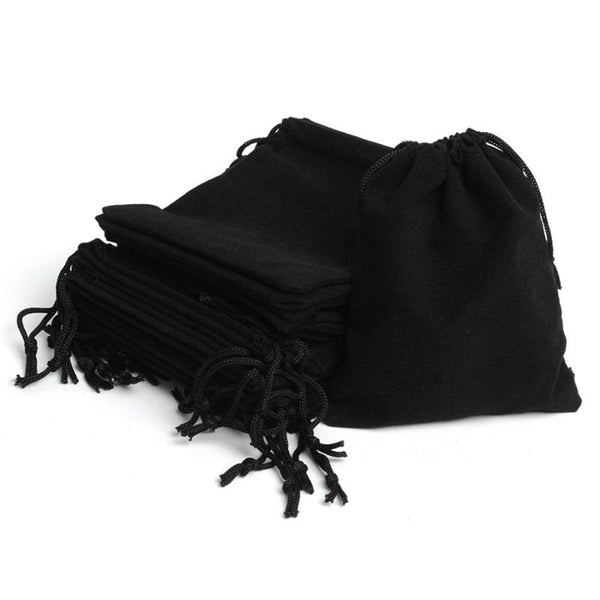 100PCS Velvet Drawstring Black Jewelry Storage Safety Case Gift Bags Pouches AU - Lets Party