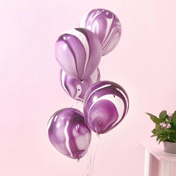 Latex Purple White Marble Balloons 30cm Helium Birthday Party Wedding Balloon - Lets Party