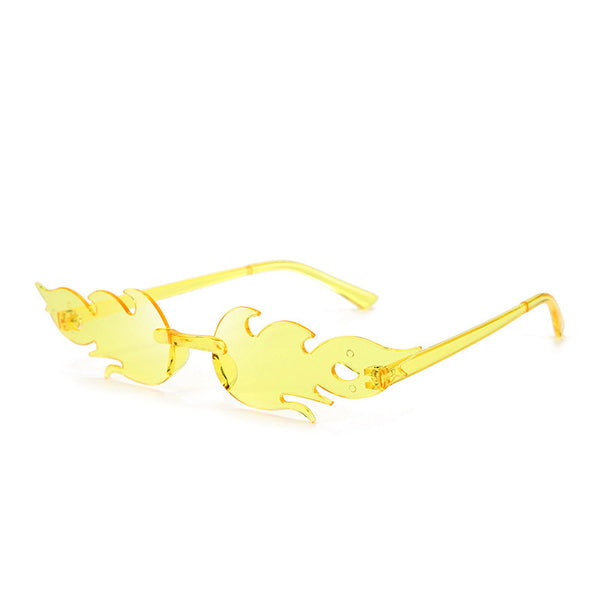 Sunglasses Eyewear Wave Sun Glasses Fire Flame Rimless Fashion Sunglasses