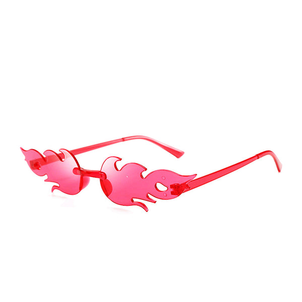 Sunglasses Eyewear Wave Sun Glasses Fire Flame Rimless Fashion Sunglasses