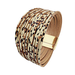Multiple Gradient  Leather  Wristband Bracelet Bangle Magnetic Clasp Bracelet AU