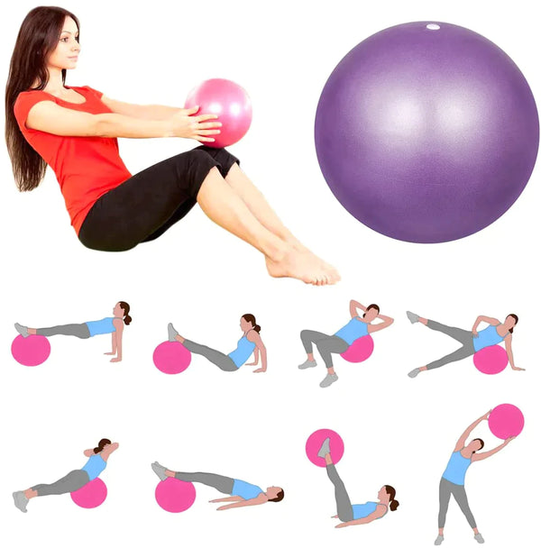 25cm Silver Gym Yoga Ball Home Fitness Exercise Balance Pilates Pregnancy Birthing - Lets Party