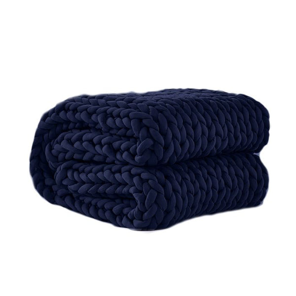 Dreamz Knitted Weighted Blanket Chunky Bulky Knit Throw Blanket 3KG Navy Blue - Lets Party