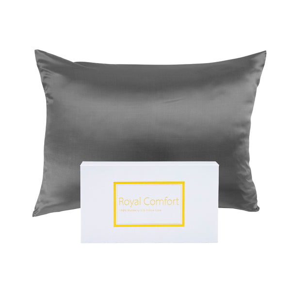 MULBERRY SILK PILLOW CASE TWIN PACK - SIZE: 51X76CM - CHARCOAL - Lets Party