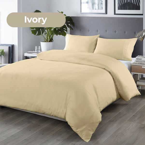 Royal Comfort Blended Bamboo Quilt Cover Sets -Dark Ivory-Double - Lets Party