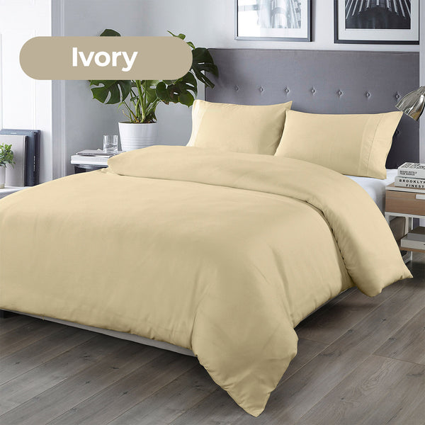 Royal Comfort Blended Bamboo Quilt Cover Sets -Dark Ivory-Queen - Lets Party