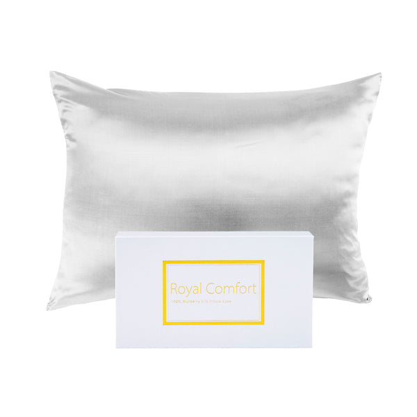 Pure Silk Pillow Case by Royal Comfort-Silver - Lets Party